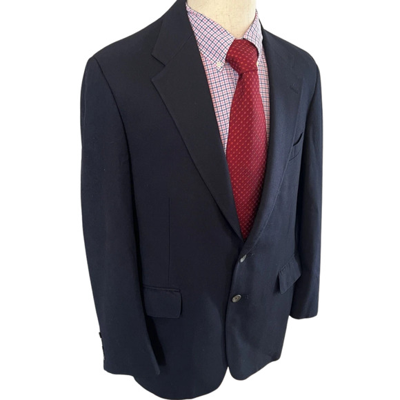 Ralph Lauren Chaps Men's Blazer Jacket Size 42T Lined Navy Blue 100% Wool - Picture 2 of 7